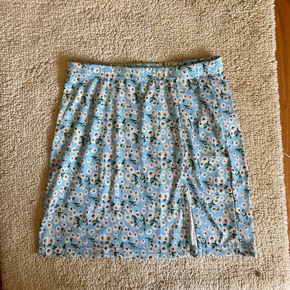 Blue Floral Mini Skirt